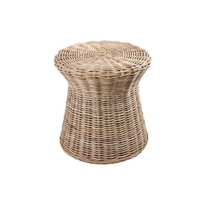 Sanur 20 in. Brown Round Wicker End Table