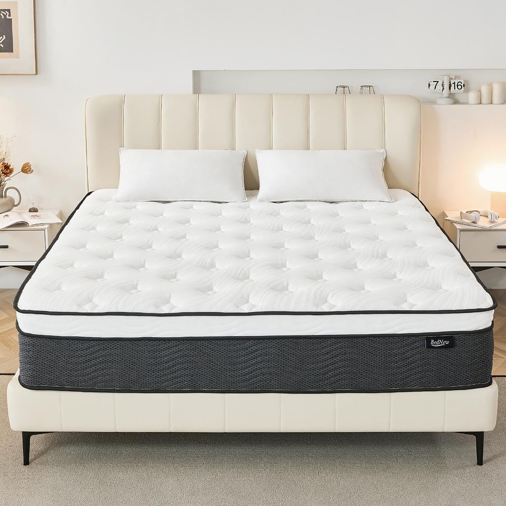 BedNew Queen Medium Firm Hybrid Pocket Spring 14 Pillow Top Mattress ...