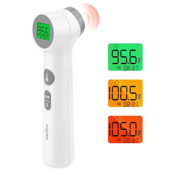 Misopily Digital Forehead Thermometer with 1s Fast Read, 3-Color LCD Display, Object and Body Mode and 1-button Operation, White