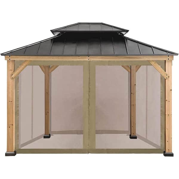 Terracemaster 10 ft. x 10 ft. Polyester Fabric Canopy Netting Screen Sidewalls Beige