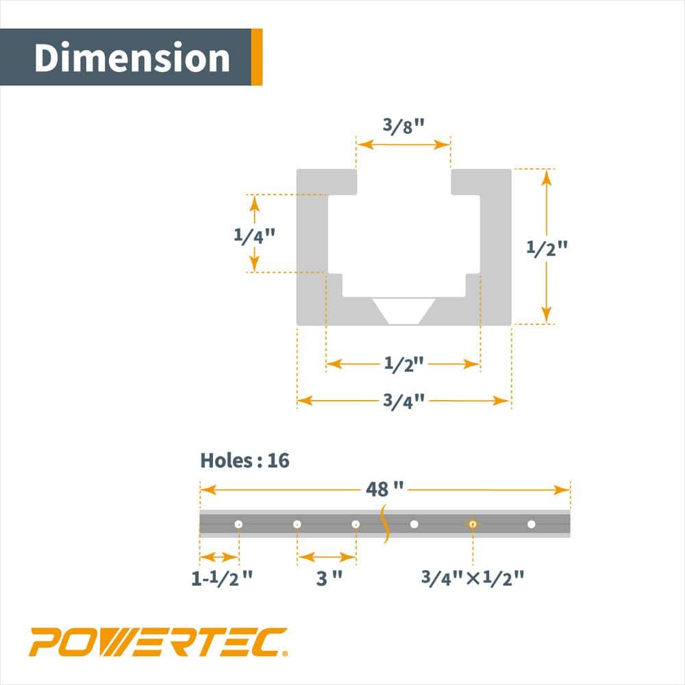 Buy 48 in. HeavyDuty Aluminum TTrack Specialized T Slot Track Mounting for 1/4 in.20 Hex Bolt