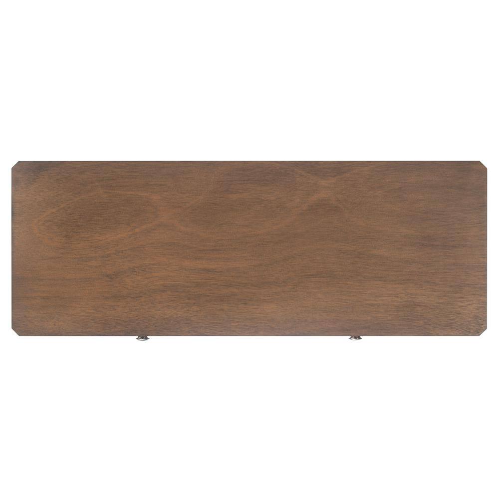 Modern Farmhouse Chic Brown Wood and Metal 2-Drawer Console Table