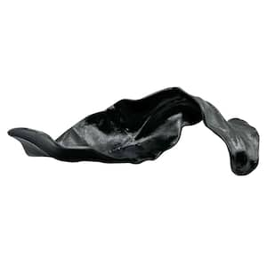 Black 6 in. x 19 in. x 10 in. Aluminum Metal Abstract Leaf Table Decoration