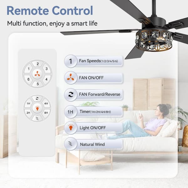 Breezary Sergio 48 in. Indoor Crystal Black Ceiling Fans with