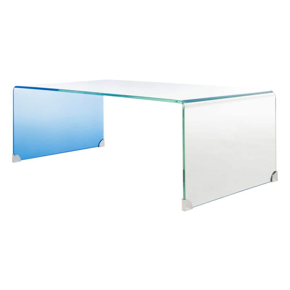 Crysta 47'' Blue Ombre Rectangular Glass Coffee Table