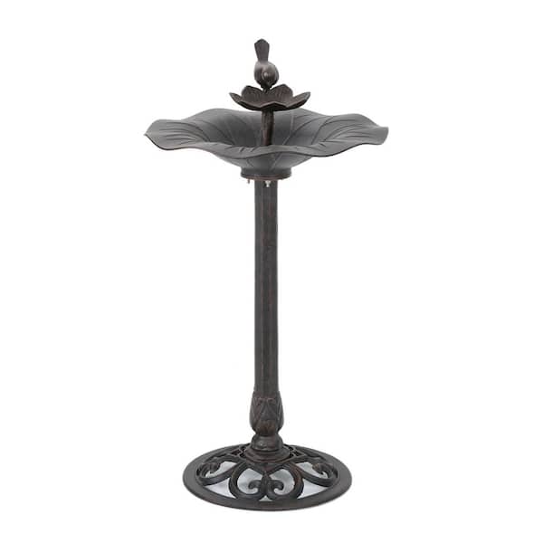 34.25 in. H Bronze Aluminum Birdbath Bowl with Iron Base