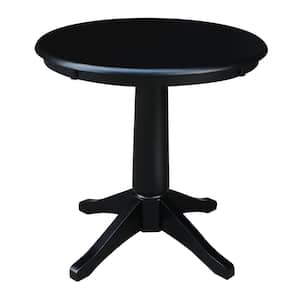 Olivia Black 30 in. Round Solid Wood Dining Table