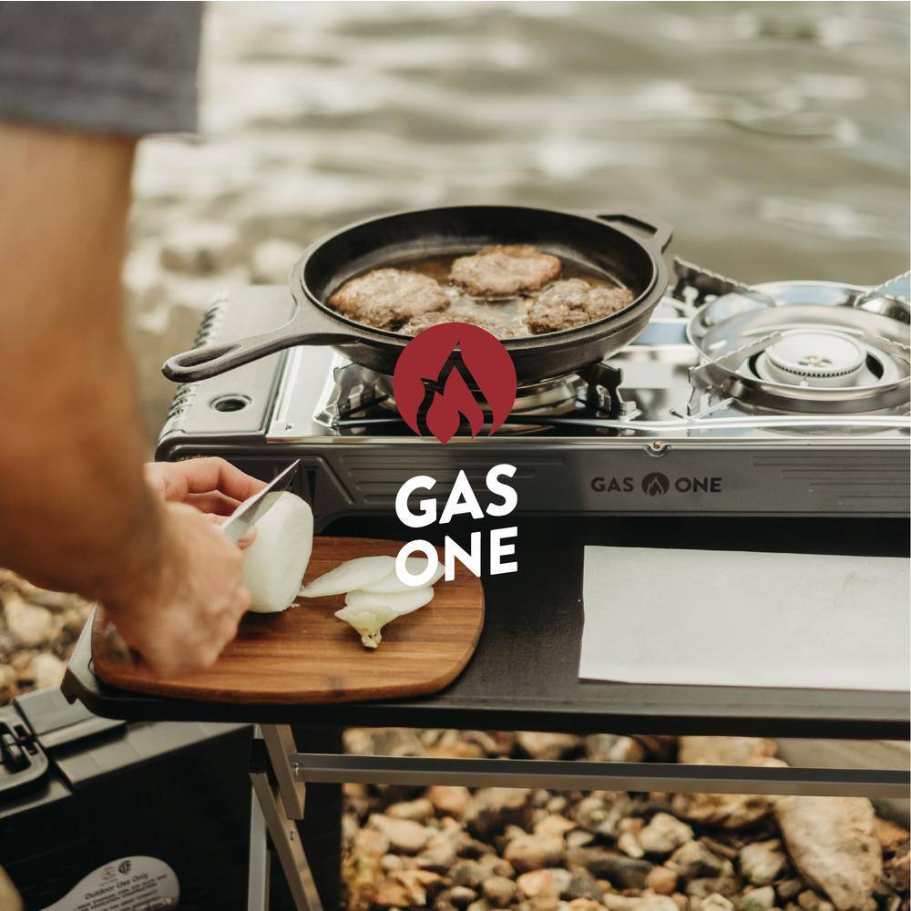 Portable Stainless Steel 2-Burner Gas Camp Stove with Piezo Ignition