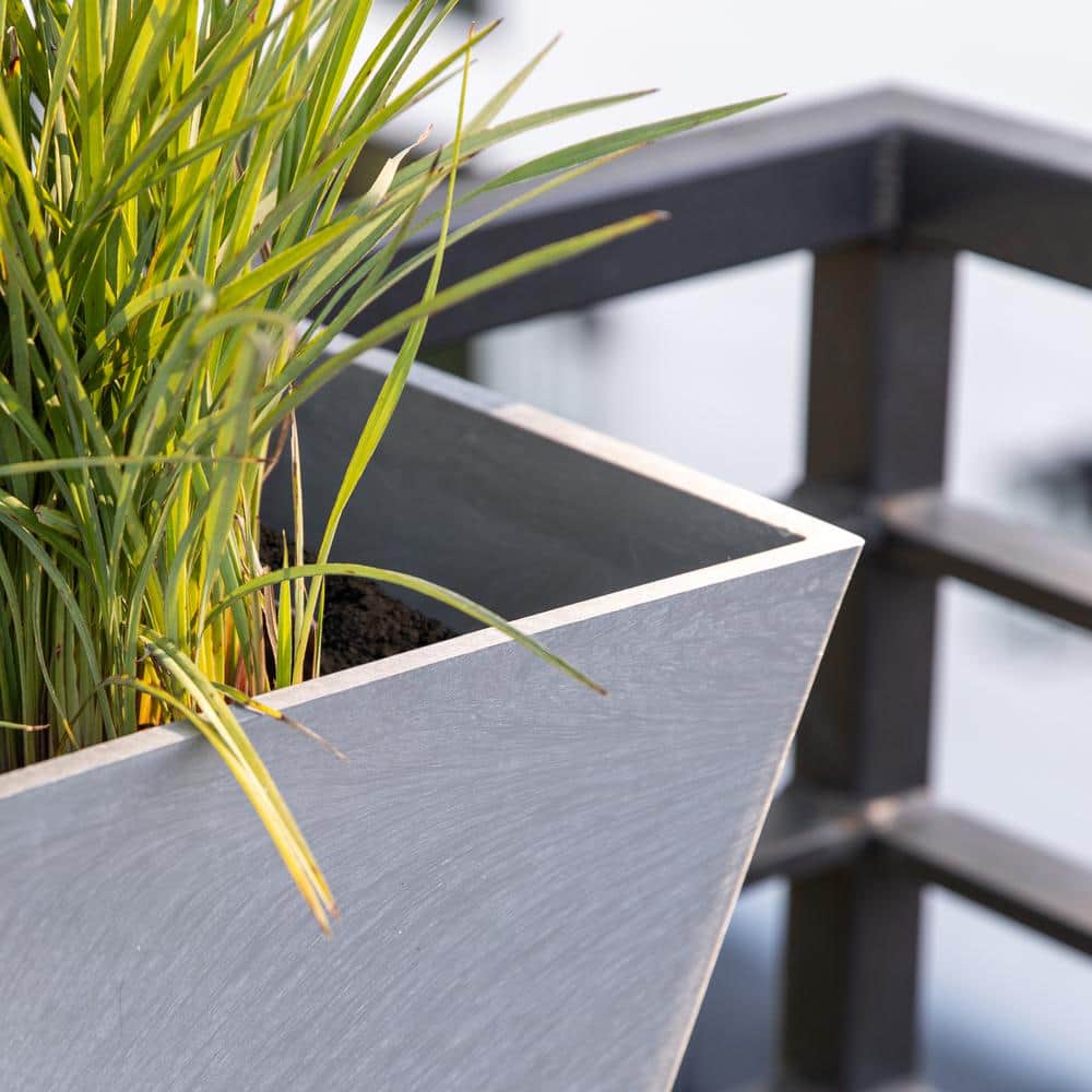 Gray 36" Plastic Railing Planter Set of 2