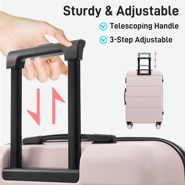 Polibi 6-Piece Light Pink ABS Hardside Luggage Set with 2-Bags