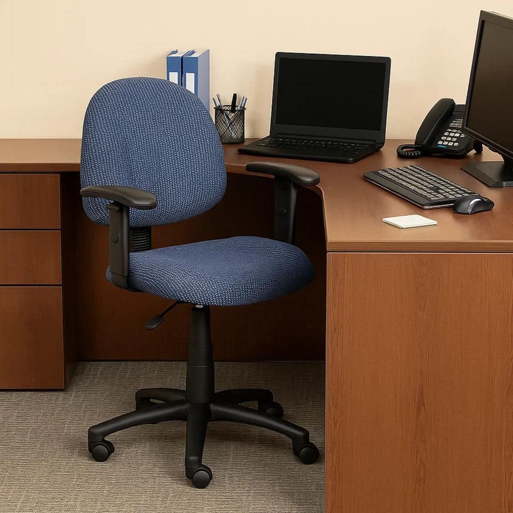 Jea Fabric Swivel Office Task Chair in Blue and Black Arms