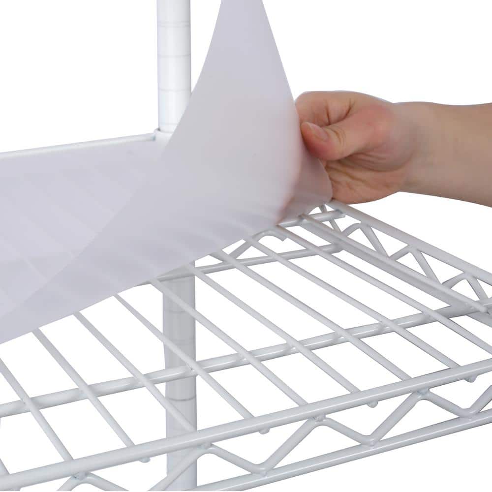 White Heavy Duty 6-Tier Metal Storage Rack with Wheels
