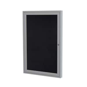 36 x 30in Recycled Rubber Enclosed Bulletin Board, 1 Door, Satin Aluminum Frame, Black