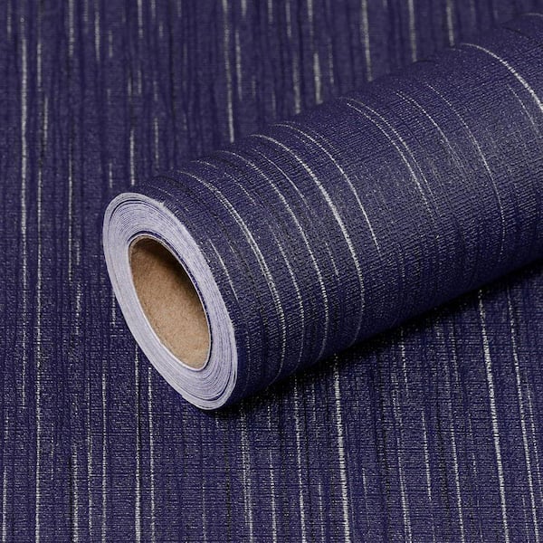 Navy Blue Grasscloth Textured Contact Paper Peel and Stick Wallpaper Roll