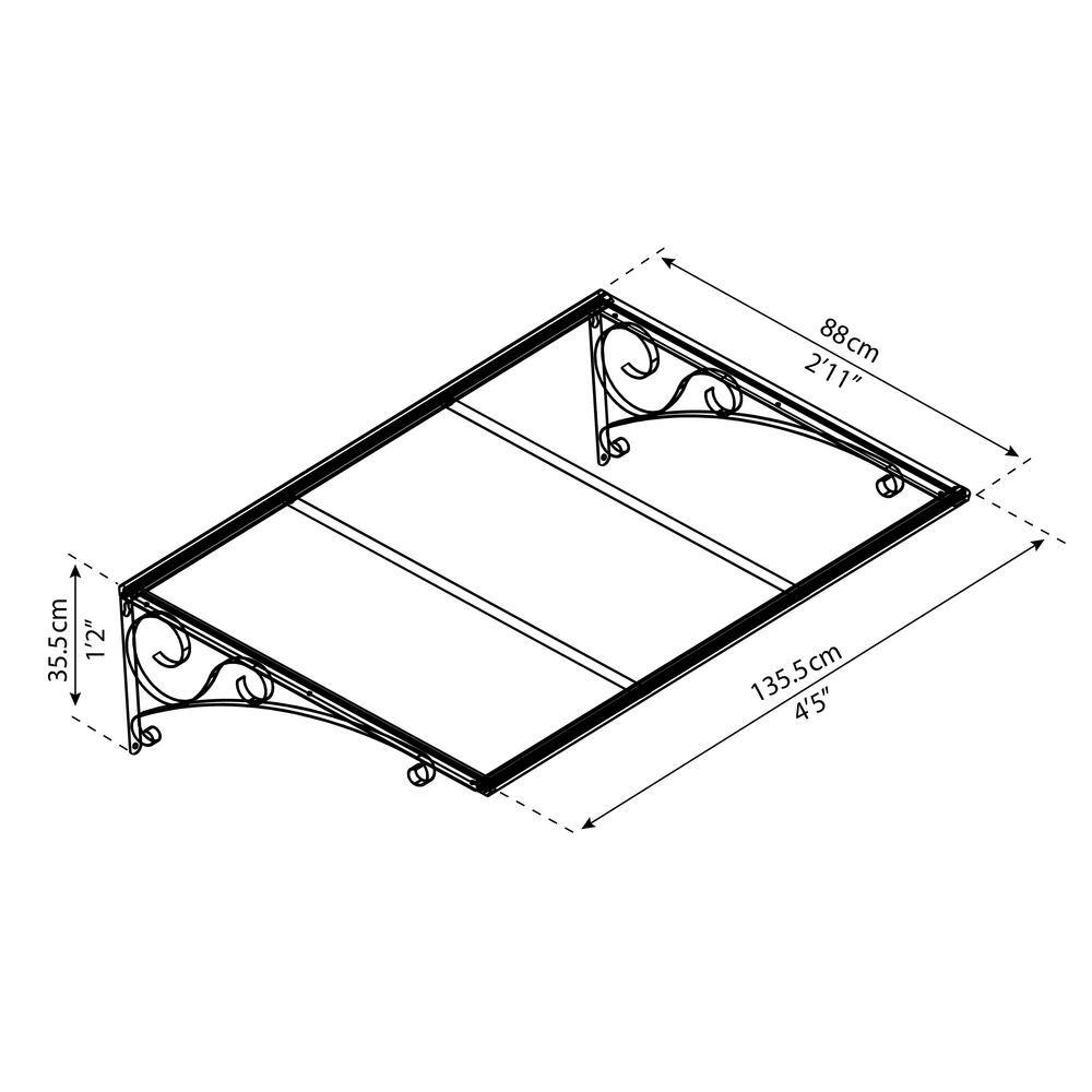 Venus 4' x 3' Clear Polycarbonate and Gray Aluminum Door Awning