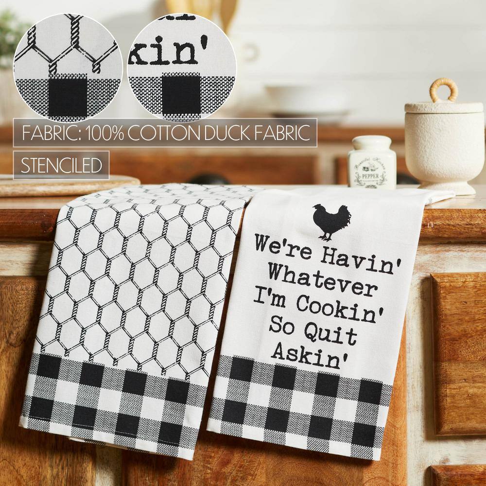 Farmhouse Black and White Cotton Tea Towel Set
