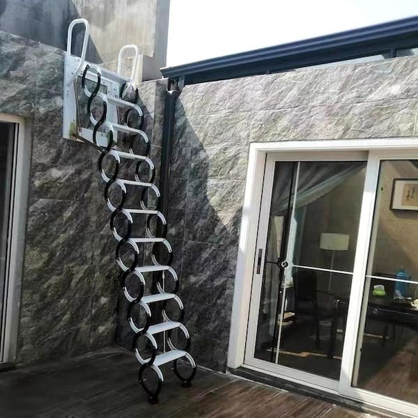 KIWDZFU 9.8 ft. - 11.5 ft. 13-Steps Metal Retractable Loft