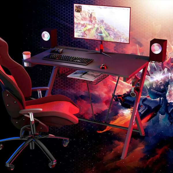 Gymax 52 in. Black Gaming Desk Computer Desk PC Table Workstation