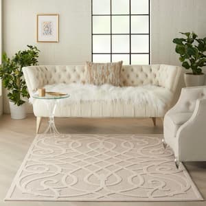 Palamos Cream 4 ft. x 6 ft. Geometric Contemporary Indoor/Outdoor Patio Area Rug