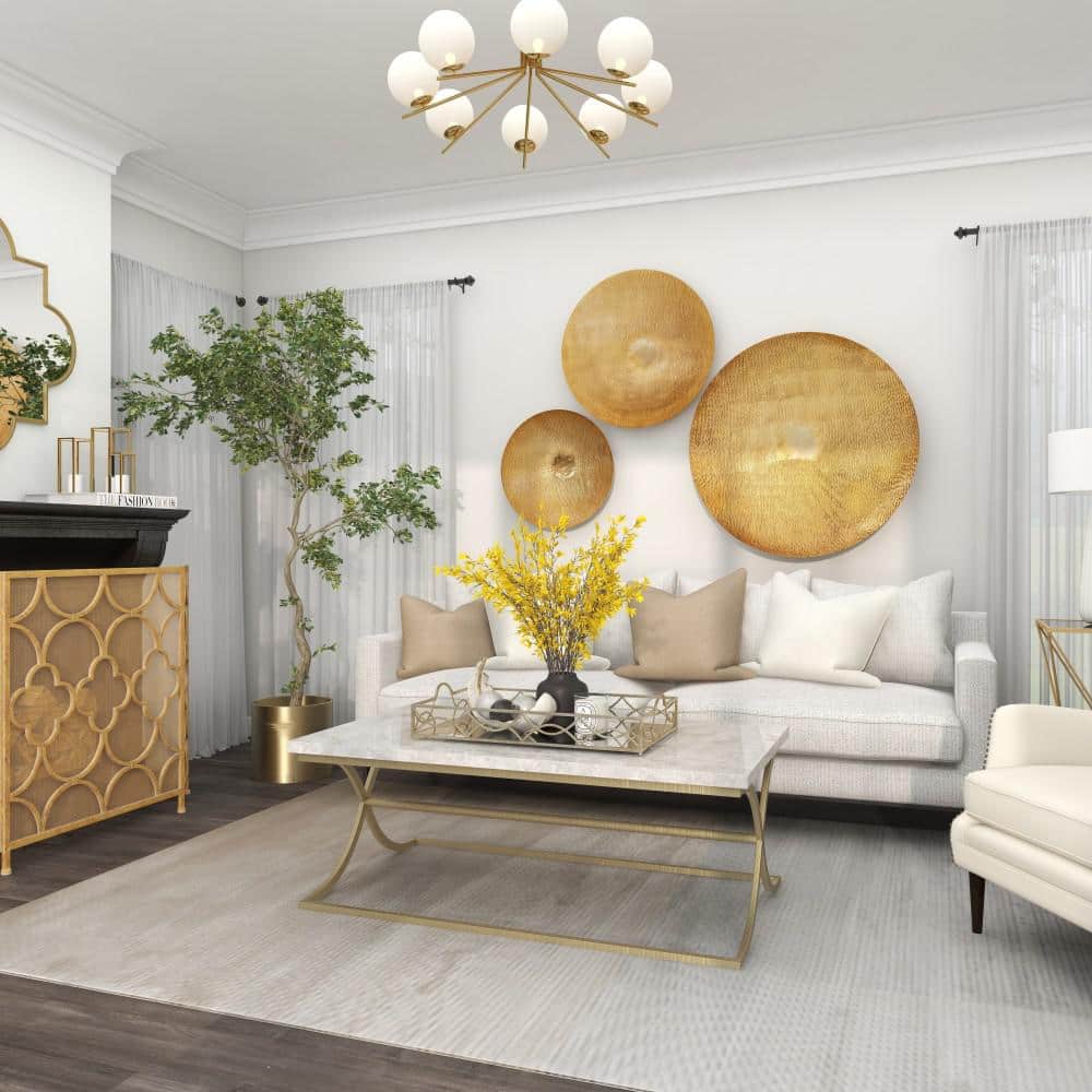 Gold Large Metallic Round Disk Wall Decor Set