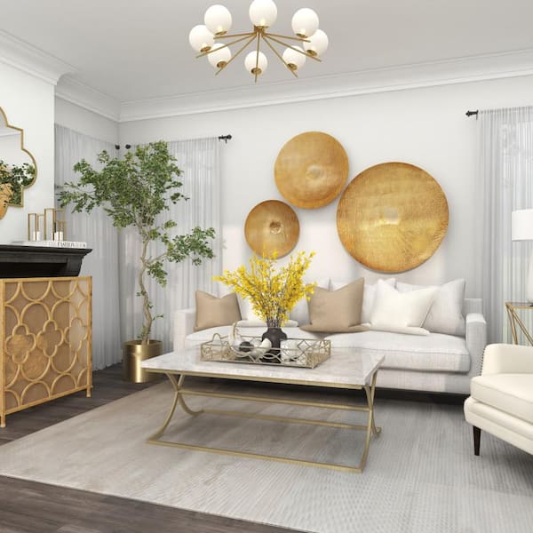 Metal Gold Large Metallic Disk Plate Wall Decor (Set of 3)