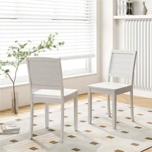 34 in. Height White Solid Wood Side Chair Armless Dining Chair with Rubber Wood Legs Curved Backrest (Set of 2)