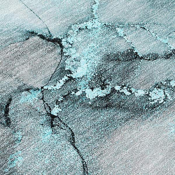 Teal 3 ft. x 5 ft. Woven Abstract Polyester Rectangle Indoor/Outdoor Area Rug