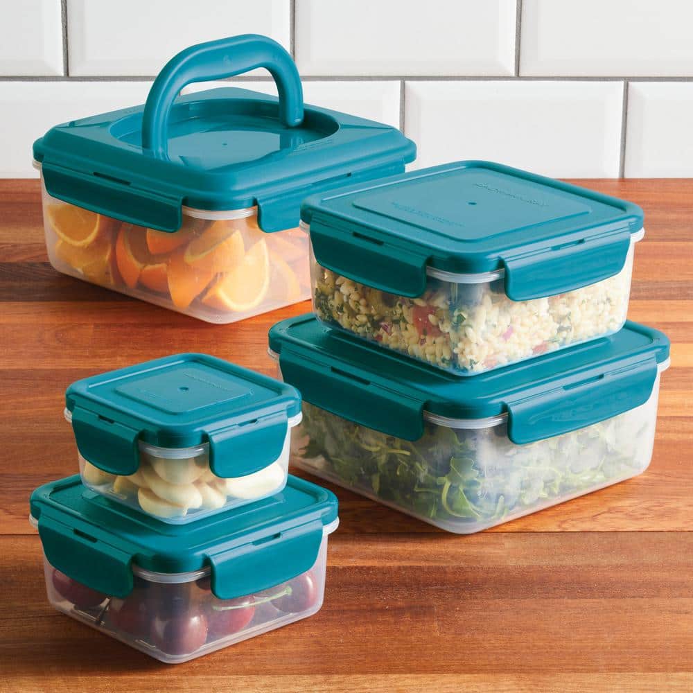 Teal BPA-Free Nestable Square Food Storage Container Set