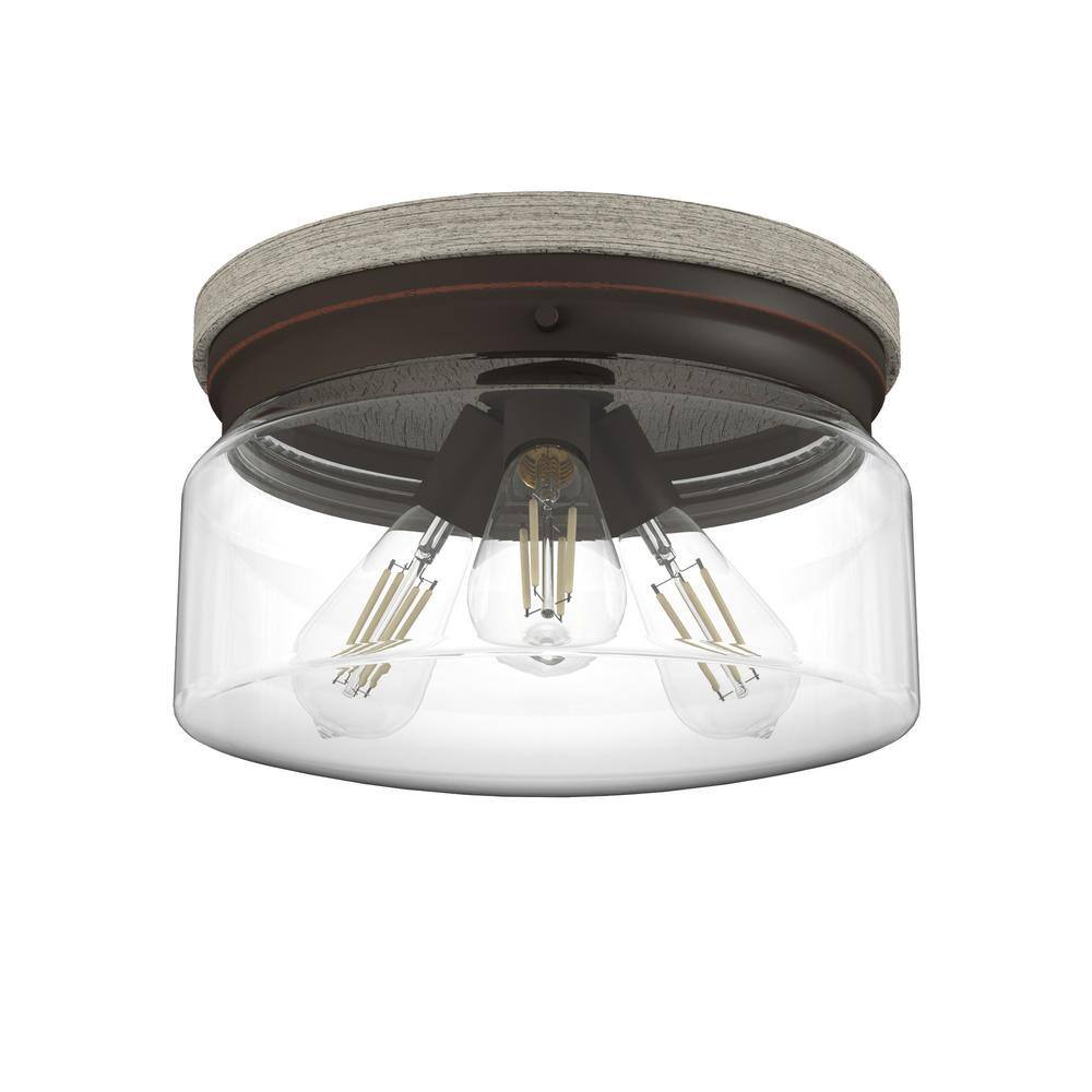 Devon Park Onyx Bengal 13" LED Glass Farmhouse Flush Mount