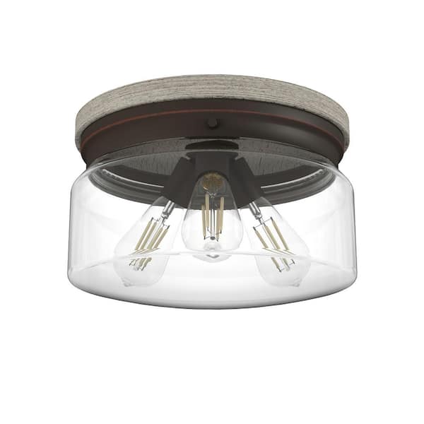 Devon Park 13 in. 3 Light Onyx Bengal Flush Mount Bedroom Light