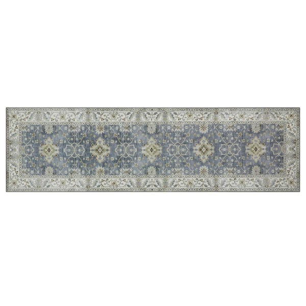 Willa Blue/Brown 2 ft. x 8 ft. Woven Oriental Polyester Area Rug