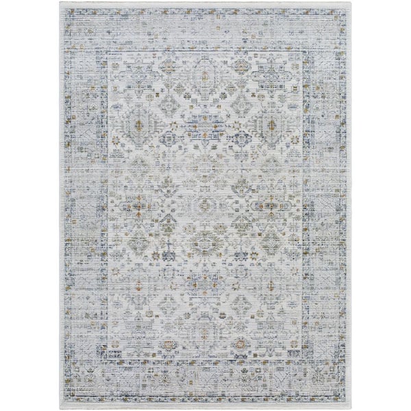 Edmonton Light Grey Traditional 7 ft. x 9 ft. Indoor Area Rug