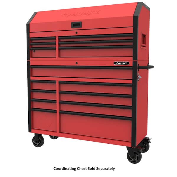 Husky Heavy-Duty 52 in. W x 20 in. D 9-Drawer Matte Red Rolling