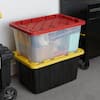 HDX 27 Gal. Tough Storage Tote in Black with Red Lid 206217 - The Home Depot