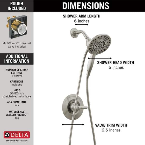 Delta Arvo In2ition 2-in-1 Rough-in Valve Included Single-Handle 4
