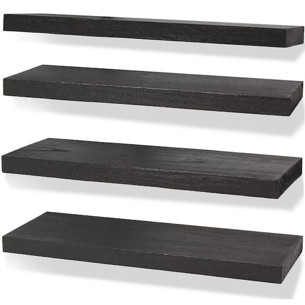 Unbranded 17 in. W x 6 in. D Black Floating Decorative Wall Shelf (Set of 4)