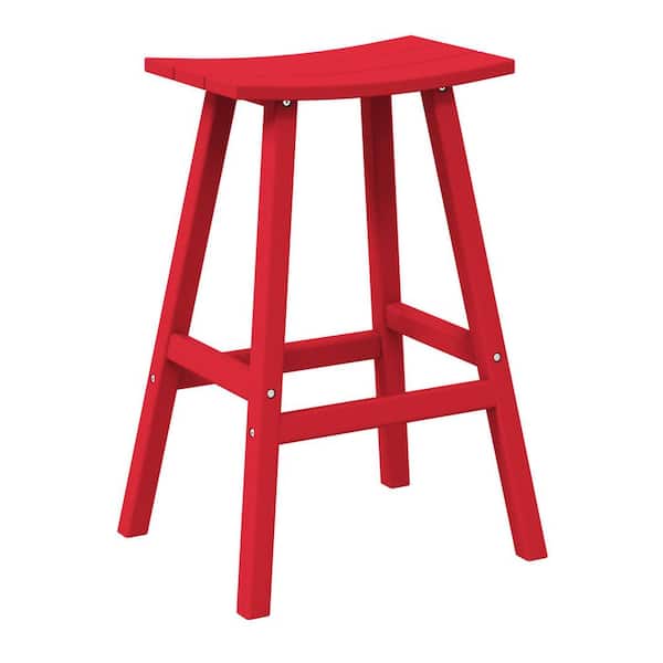 WESTIN OUTDOOR Franklin Red 29 in. Poly HDPE Fade Resistant Outdoor Patio Saddle Seat Pub Height Bar Stool