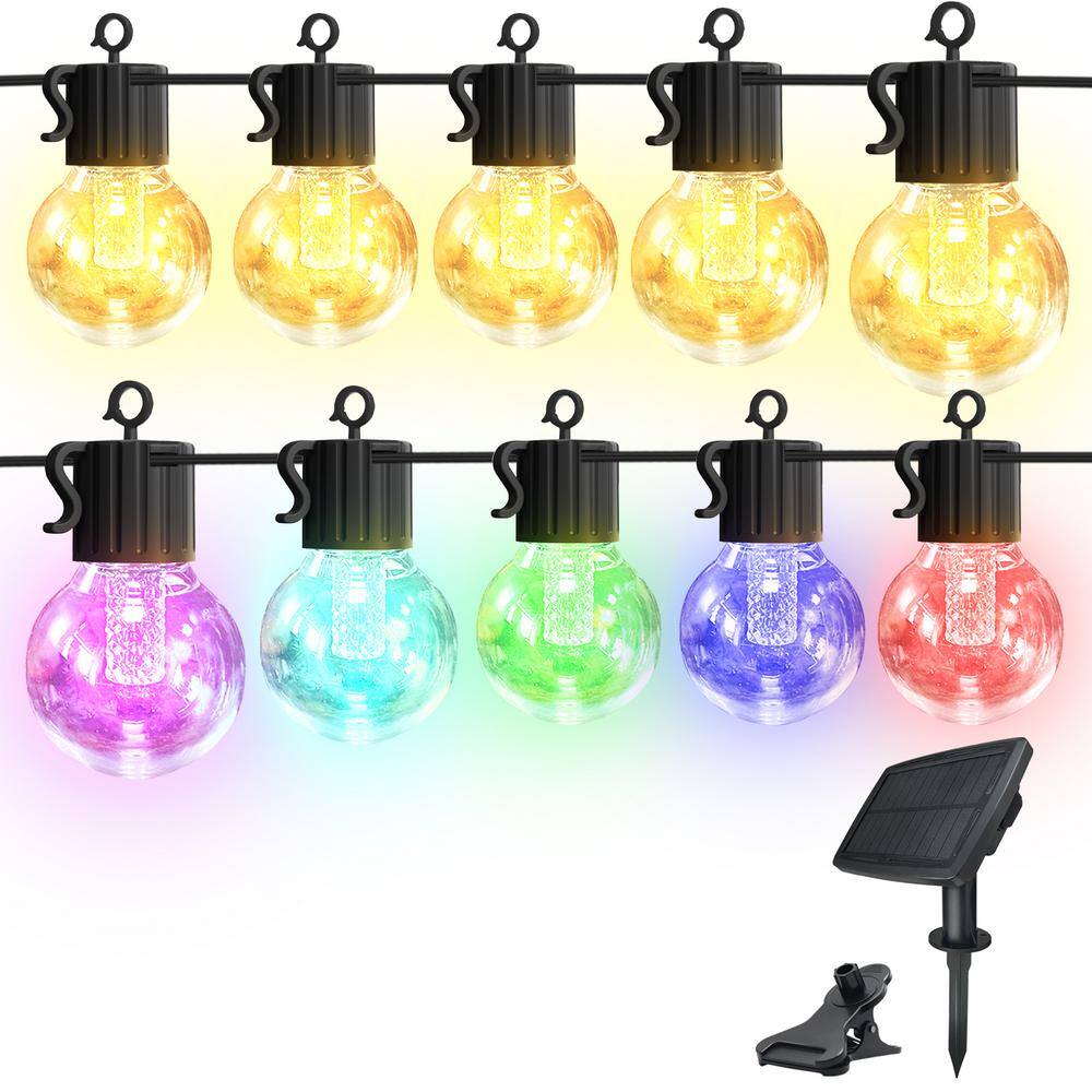 50FT Multicolor Solar Powered Outdoor String Lights with USB Charging