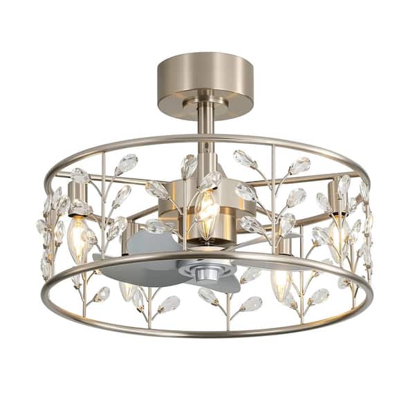 20 in. Indoor Modern Metal Drum Caged Black Ceiling Fan with Light Kit and Remote Control