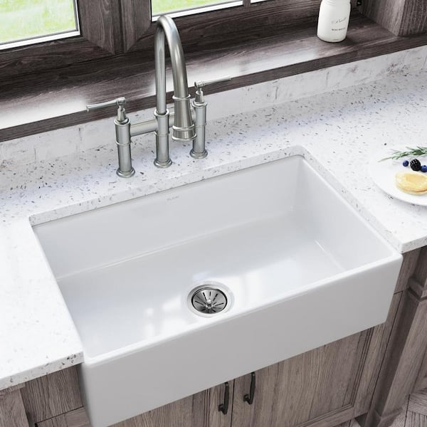Burnham White Fireclay 30 in. Single Bowl Farmhouse Apron Kitchen Sink Burnham White Fireclay 30 in. Single Bowl Farmhouse Apron Kitchen Sink