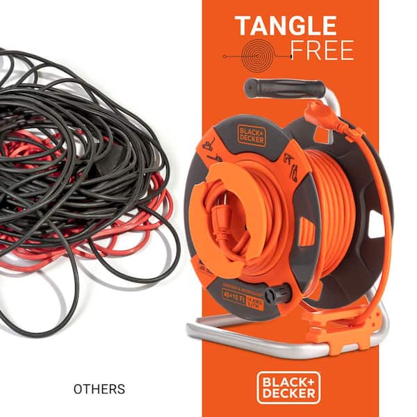BLACK+DECKER 50 ft. Retractable Extension Cord with 14 AWG Power Cable Garden and Workshop for Electric Tools