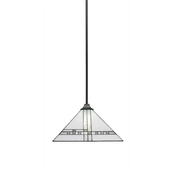 Unbranded Sparta 100-Watt 1-Light Matte Black Bowl Mini Pendant Light with Glass Shade