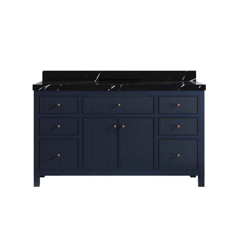 Willow Collections Sonoma 60 in. Single Sink Freestanding Navy Blue ...