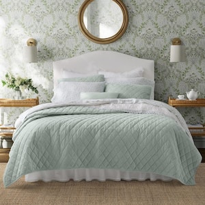 Laura Ashley 3pc Twin Diamond 100% Polyester Quilt Bedding Set Green :  Target