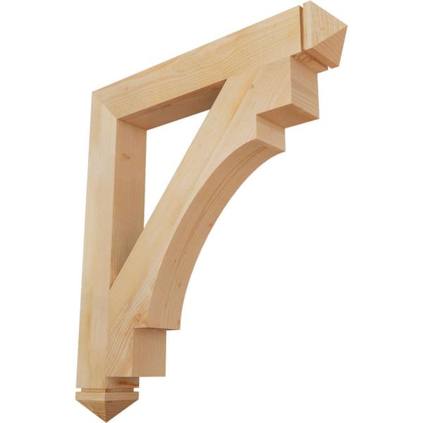 Ekena Millwork 6 in. x 48 in. x 42 in. Douglas Fir Merced Arts and Crafts Rough Sawn Bracket