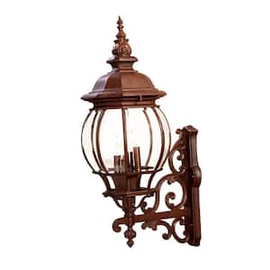 Chateau Collection 4-Light Burled Walnut Outdoor Wall Lantern Sconce