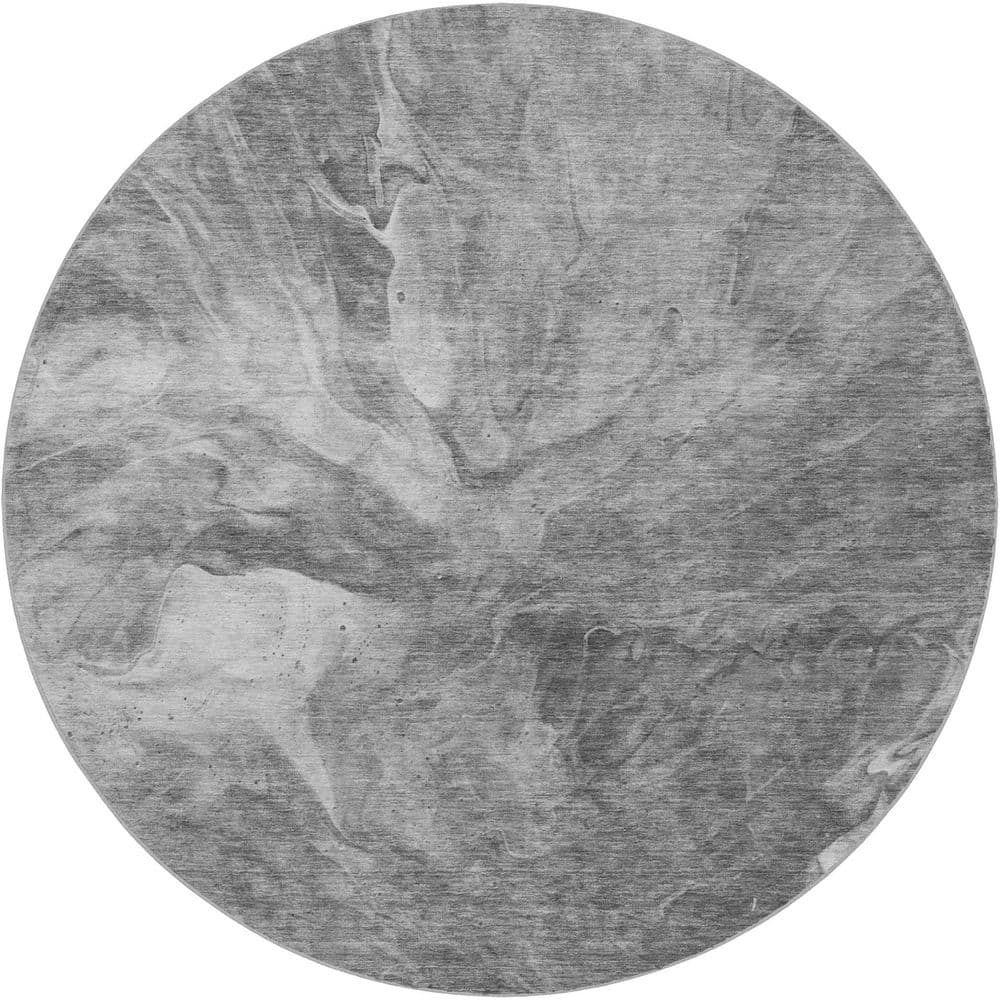 Dream Shag Premium Machine Washable Abstract ADS641 Gray 8 ft. x 8 ft. Round Rug price history on PriceWatchPro