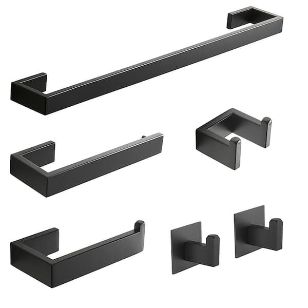 matrix decor 6-Piece Bath Hardware Set with Mounting Hardware in Matte Black