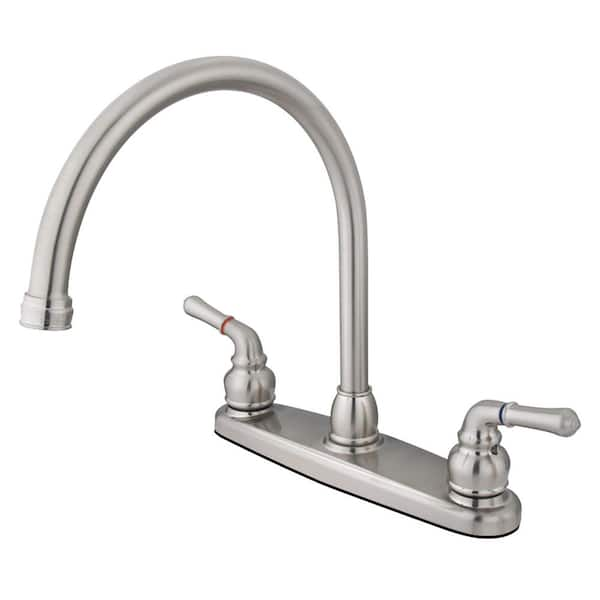 Kingston Brass Magellan 2-Handle Standard Kitchen Faucet in Brushed ...