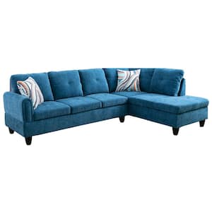StarHomeLiving 25 in. W 2-piece Microfiber L Shaped Sectional Sofa in Blue